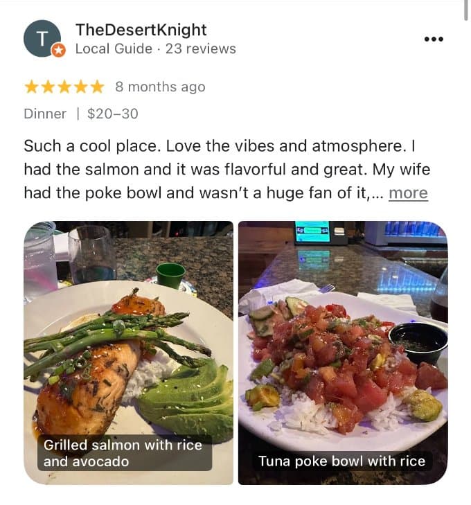 Restaurant Google review from a guest 3